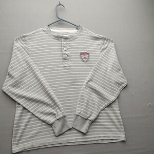 Ditch Plains Men's Gray Stripe Polo Long Sleeve XL